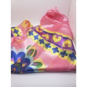 LUXURY multicolor pink floral satin scarf wrap